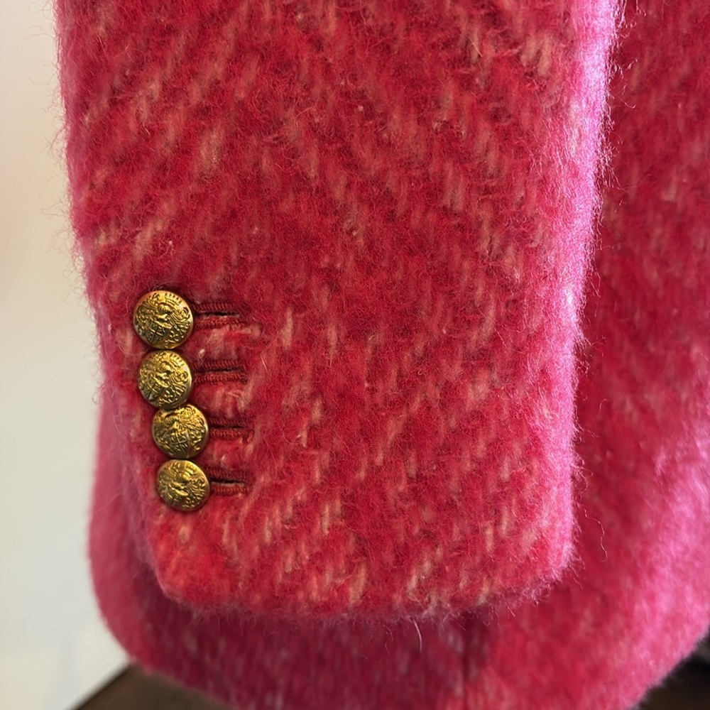 J. Crew Womens Diamond Tweed Peacoat Pink Wool Alpaca Fuzzy Coat Size 0 - Picture 8 of 16